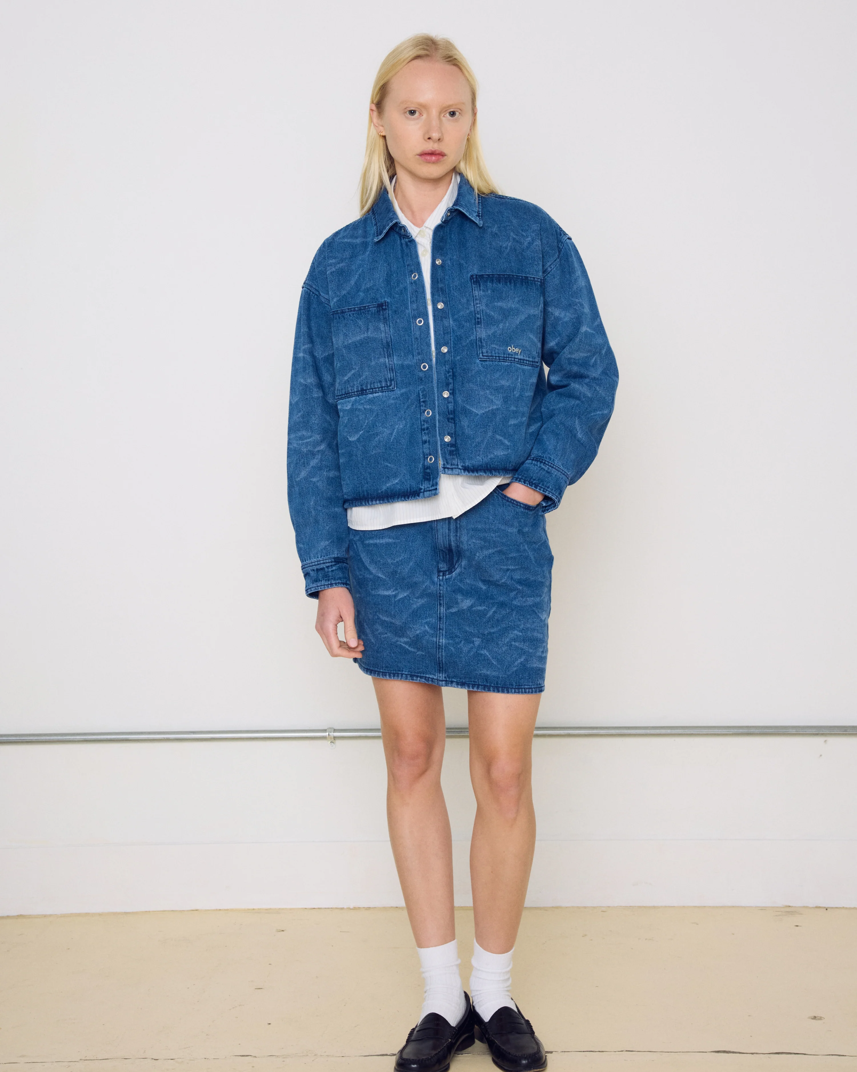TRINITY WRINKLE DENIM SKIRT - Image 4