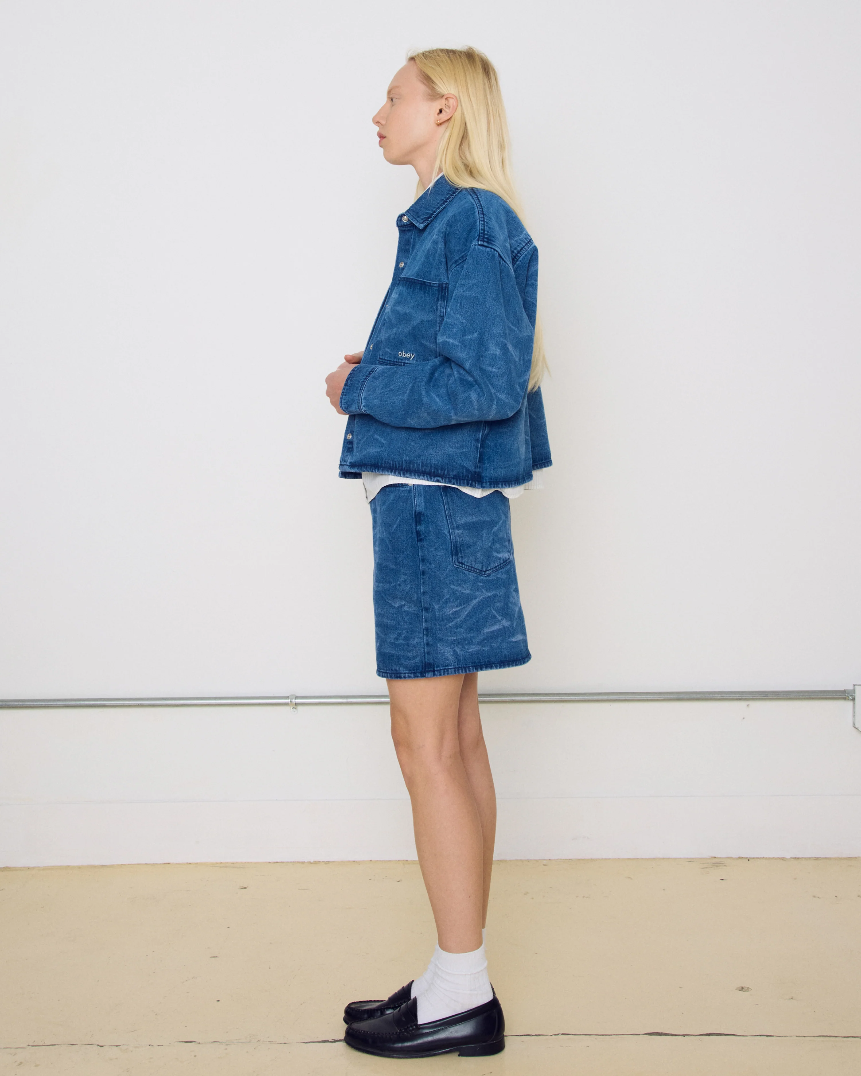 TRINITY WRINKLE DENIM SKIRT - Image 5